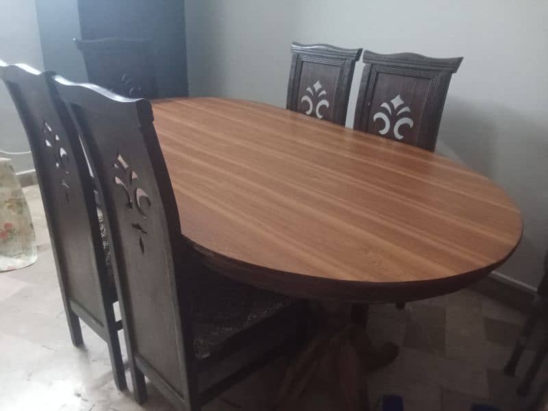 Dining table with 6 chairs brown colour 4