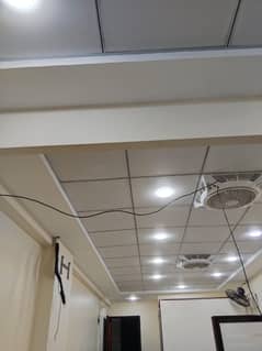 New Office False Ceiling, Fans, Lights, Kitchen slabs, Sink, Cabinets