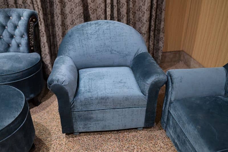 Blue velvet 3+1+1 total five seater sofa 2