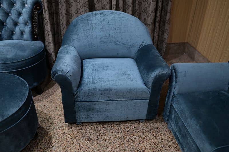 Blue velvet 3+1+1 total five seater sofa 4