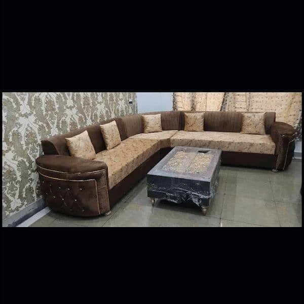6 seater black velevt sofa set 3