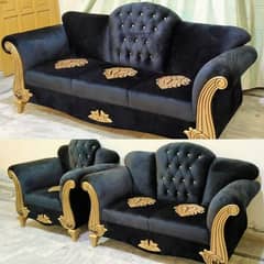 6 seater black velevt sofa set 0