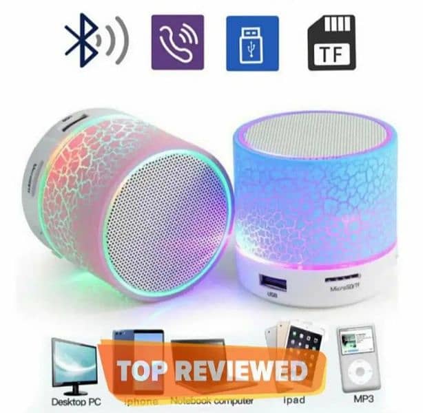 Mini portable Bluetooth speaker with light Rechargeable 3