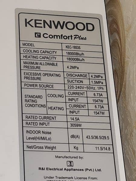 kenwood 1.5 ton Full DC Inverter e Comfort Plus 1