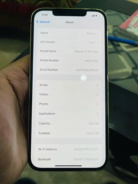 IPhone 12pro max PTA approved 256Gb 10