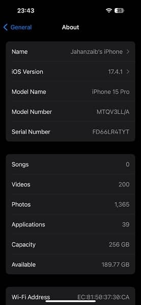 Apply iphone 15 pro jv 256GB 2