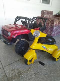 kids jeep/vehicle and a cycle