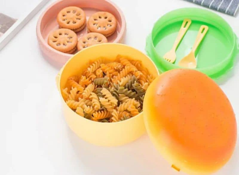 Burger Style Lunch Box Food Container With Spoon For Kids 4