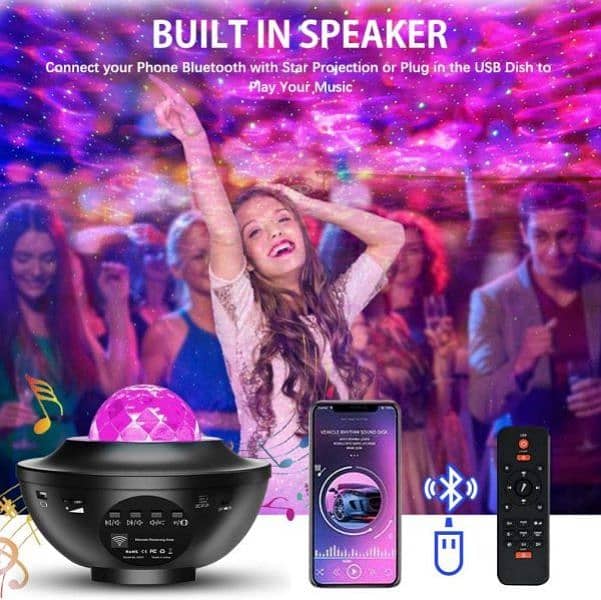 LedStar Galaxy Projector Ocean Wave Night Light with Bluetooth Speaker 6
