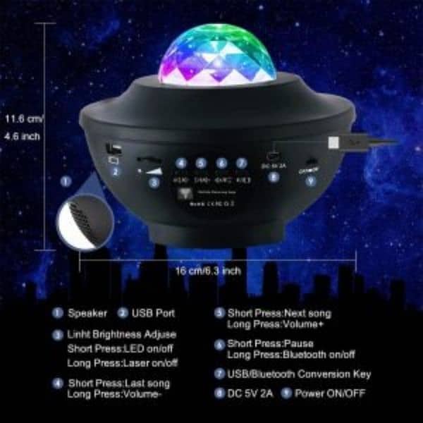 LedStar Galaxy Projector Ocean Wave Night Light with Bluetooth Speaker 8