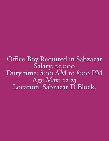Different Vacancies available (guard,waiter,home maid,office boy) 3