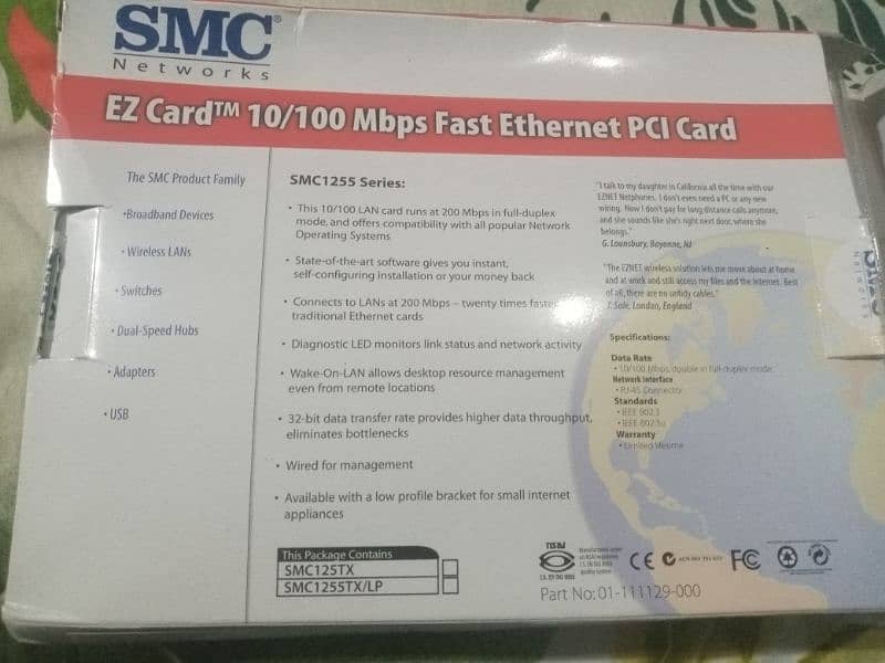 SMC Networks EZ Card 10/100 Mbps Fast Ethernet PCI Cards SMC 1255 3