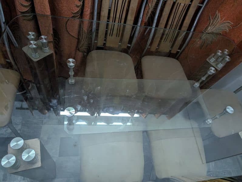 Glass dining table with six chairs 2