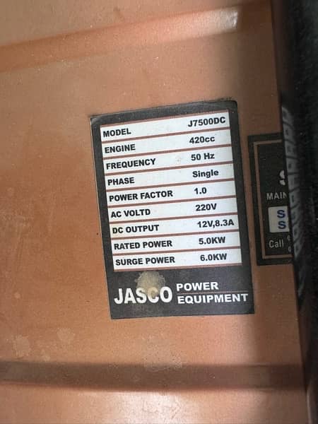 Jasco J7500DC 6.5kva Golden Series Almost Brand New 4