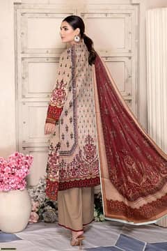 Husn-E-Yousaf 3 pcs Women's Unstitched Lawn Embroidered Suit 0
