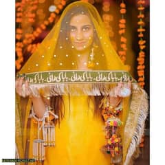 1 PC women's stitched net embroidered nikah dupatta delivery available 0