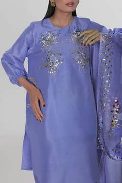 hand  embellished dupata with dress