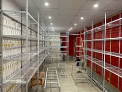 Solid steel shelves / shelving racks for business use