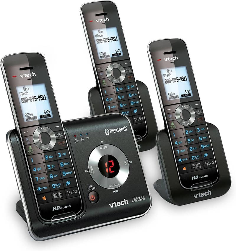 Cordless Phone (Bluetooth HD Audio Digital Answering) Three 3 Handset 1