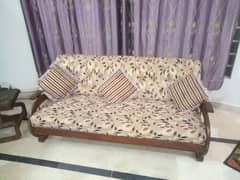5 seater sofa with 3 table set. Made from pure wood.