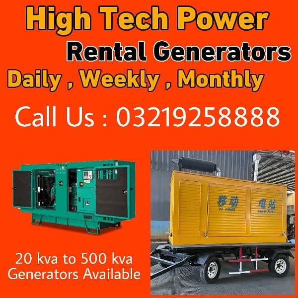 Rental Generator 30 kva 50 kva 100 150 200 300 400 0