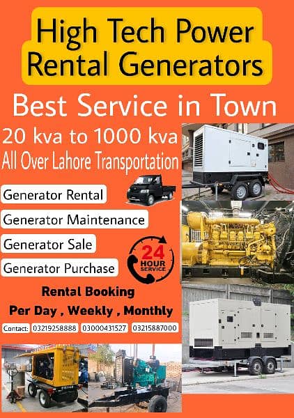 Rental Generator 30 kva 50 kva 100 150 200 300 400 6