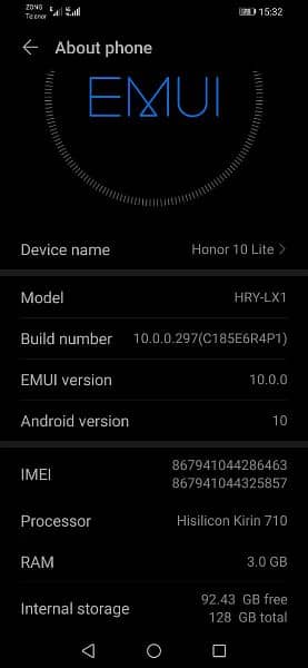 Honor 10 Lite Used Condtion For sale 3/128 5