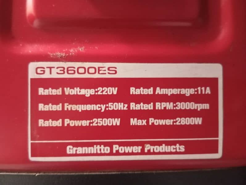 Grannitto GT3600ES 2.5kVA Generator 4