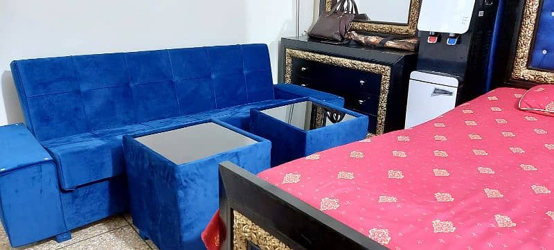 bed 2side tabe sofa kam bed os k 2 tabel 3 pardy dressing spring matrs 4