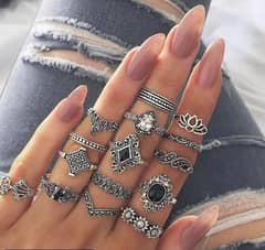 15 Pcs trendy rings set for girls