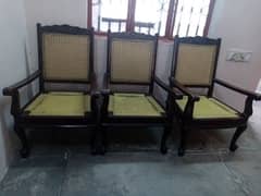 4 wooden Chairs with cushion for sell 0