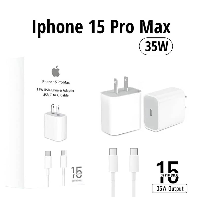 Iphone 15 Pro Max Charger 35w (2 Pin/3Pin) with Cable Iphone Charger 0