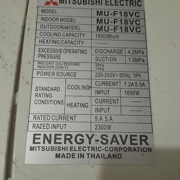 mitsubishi 1.5 ton energy saver  used ac for sale 4