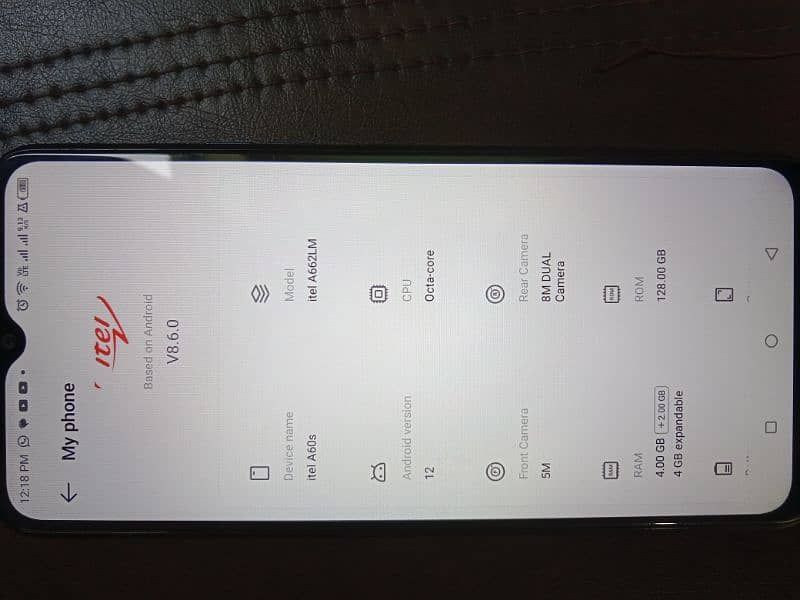 Itel A60 with full box 10/10 Condition 3