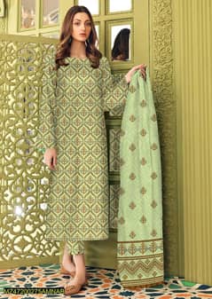 Amna B . 3 Pcs Women' s Unstitched Lawn Printed Suit