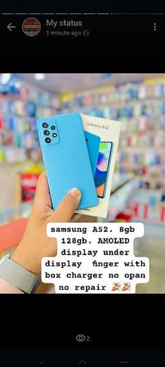 8gb. 128gb samsung A52  with box charger