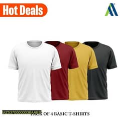 Men's Stitched Jersey Plain T-Shirt, Pack of 4