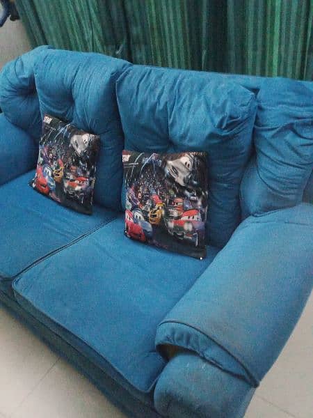 2 seater sofa for sale used condition blue colour 1