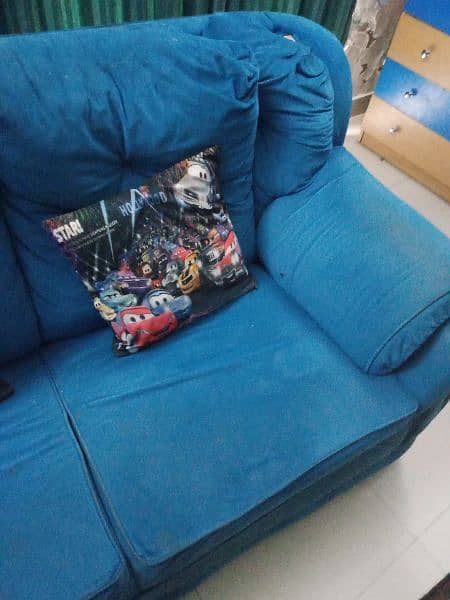 2 seater sofa for sale used condition blue colour 3