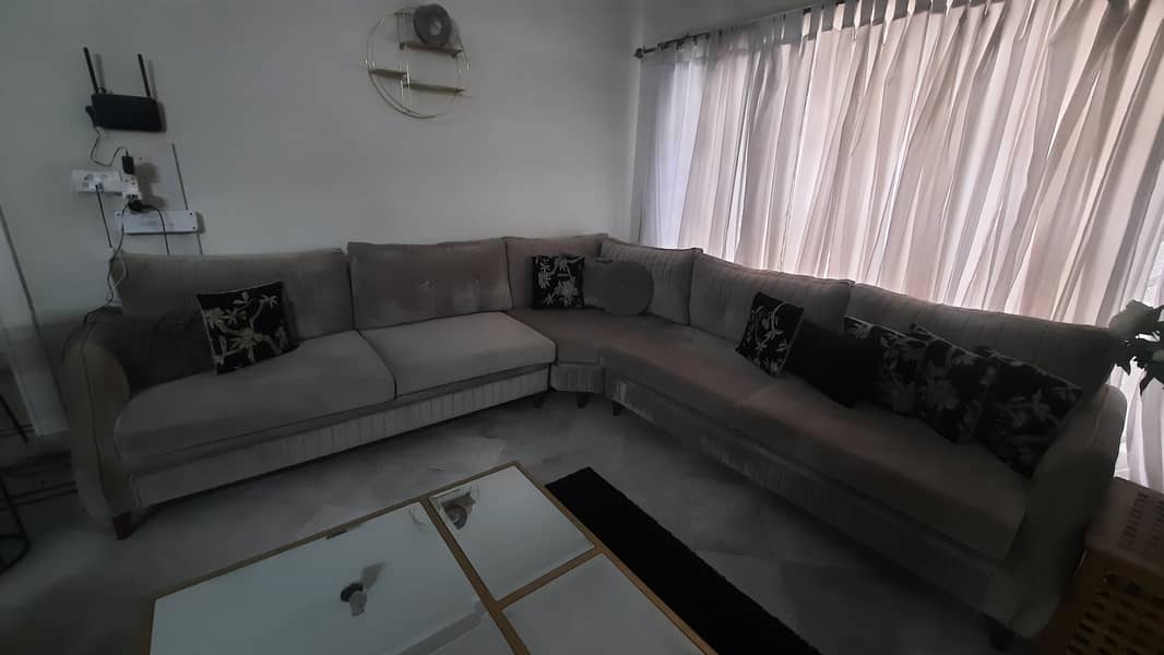 Corner L Shaped sofa with chair and footstool 5