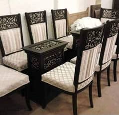 dining tables set/6 seater dining/wooden chairs/glass top dining/table 0