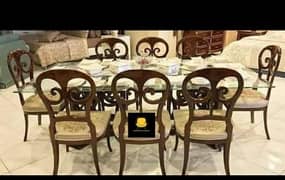 dining tables set/6 seater dining/wooden chairs/glass top dining/table
