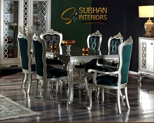 dining tables set/6 seater dining/wooden chairs/glass top dining/table 3