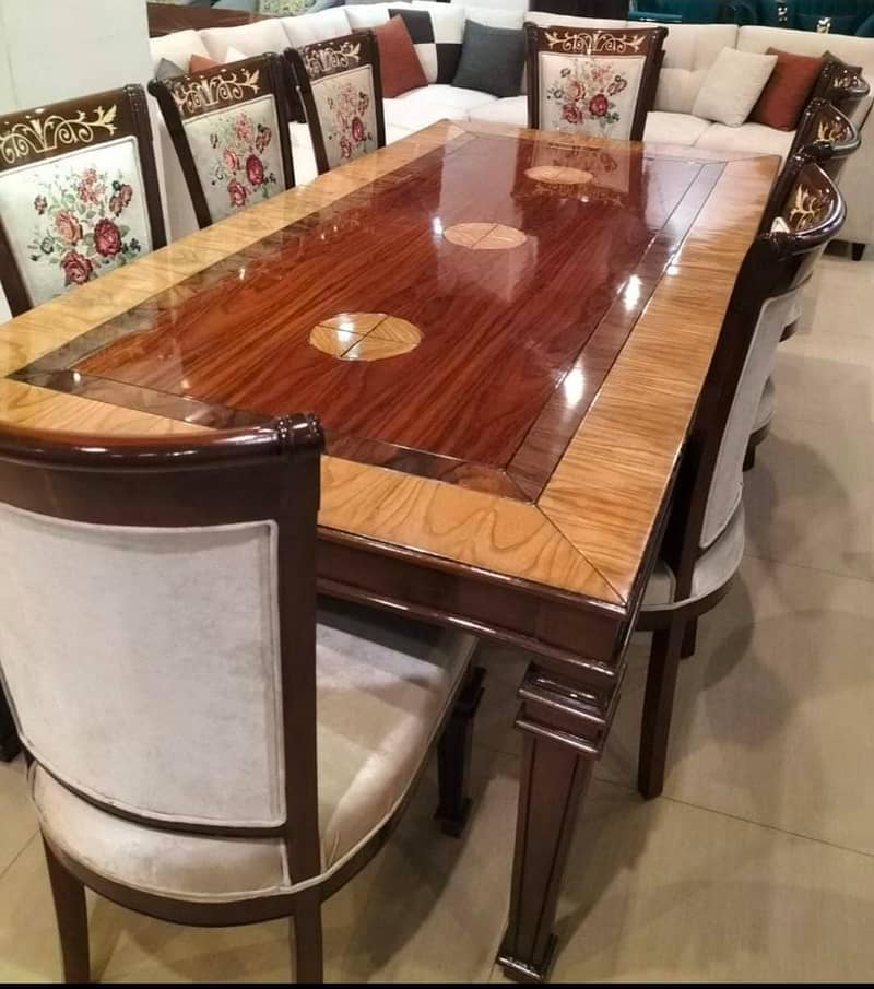 dining tables set/6 seater dining/wooden chairs/glass top dining/table 5