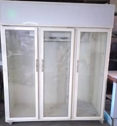 triple door glass refrigerator