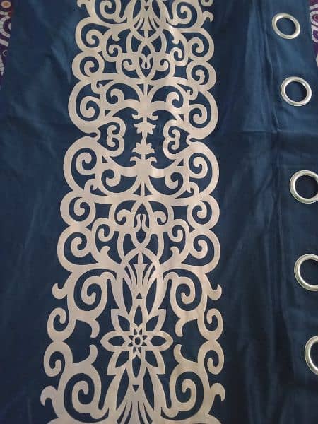 velvet curtain set blue color latest double border designs 2