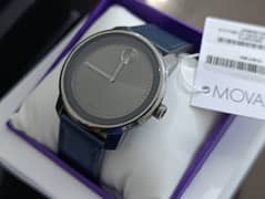 Brand New MOVADO BOLD Men's Stainless Steel Gray Dial Navy Blue Strap 0
