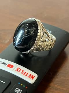 Big size Onyx (Aqeeq) Silver ring
