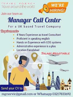 Manager Call Center (Travel Consultant)