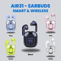 air 31 AirPods quality sound crystal display with free cover
